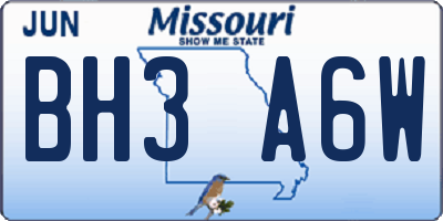 MO license plate BH3A6W