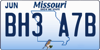 MO license plate BH3A7B