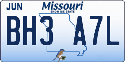 MO license plate BH3A7L
