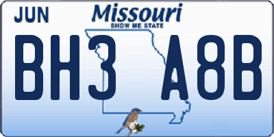 MO license plate BH3A8B