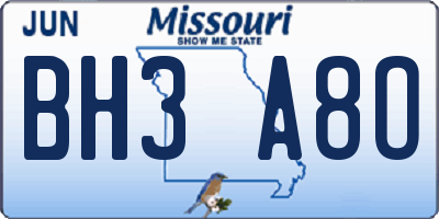 MO license plate BH3A8O