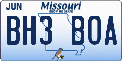 MO license plate BH3B0A