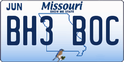 MO license plate BH3B0C