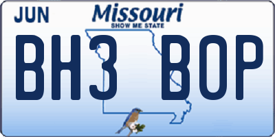 MO license plate BH3B0P