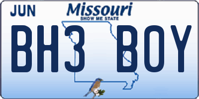 MO license plate BH3B0Y