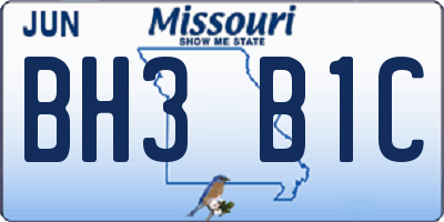 MO license plate BH3B1C