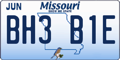 MO license plate BH3B1E