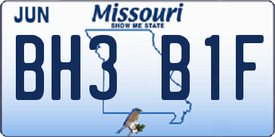 MO license plate BH3B1F