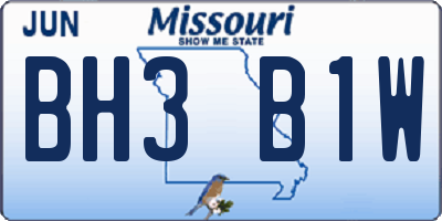 MO license plate BH3B1W