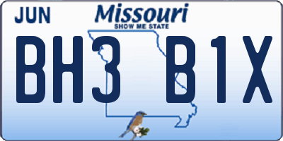MO license plate BH3B1X