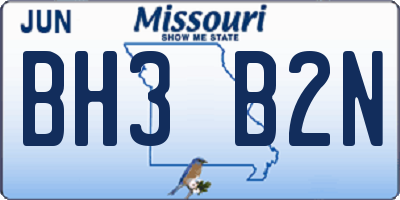 MO license plate BH3B2N