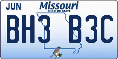 MO license plate BH3B3C