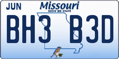 MO license plate BH3B3D
