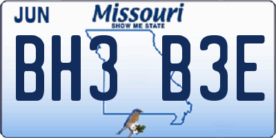 MO license plate BH3B3E