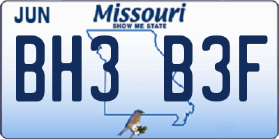 MO license plate BH3B3F