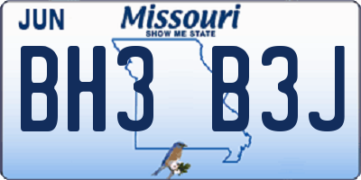 MO license plate BH3B3J