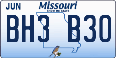 MO license plate BH3B3O