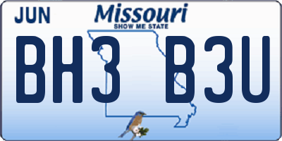 MO license plate BH3B3U