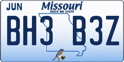 MO license plate BH3B3Z