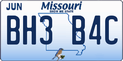 MO license plate BH3B4C