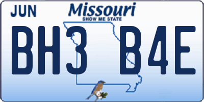 MO license plate BH3B4E