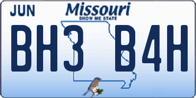 MO license plate BH3B4H