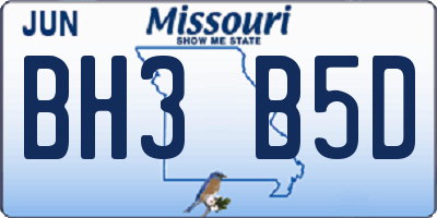 MO license plate BH3B5D