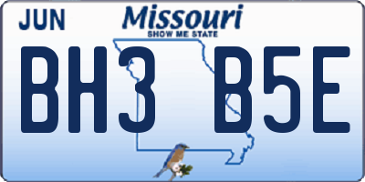 MO license plate BH3B5E