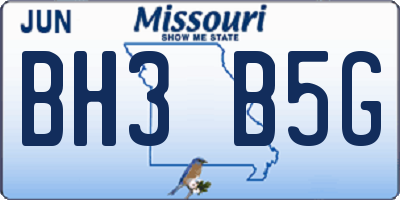 MO license plate BH3B5G