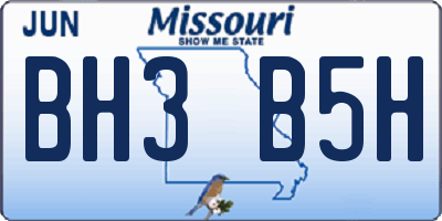 MO license plate BH3B5H