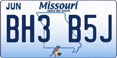 MO license plate BH3B5J