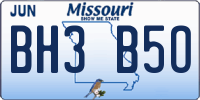 MO license plate BH3B5O