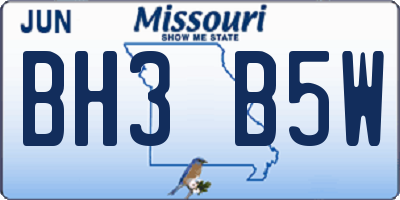MO license plate BH3B5W