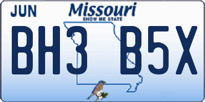MO license plate BH3B5X