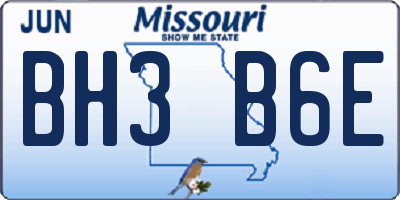 MO license plate BH3B6E