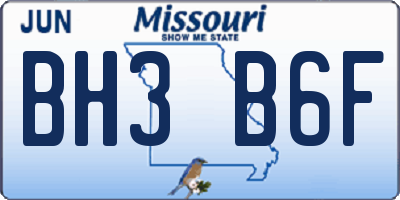 MO license plate BH3B6F