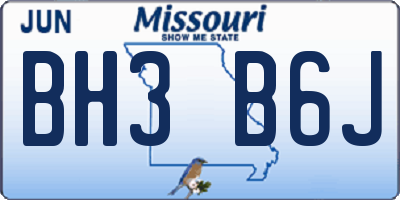 MO license plate BH3B6J