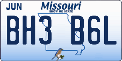 MO license plate BH3B6L