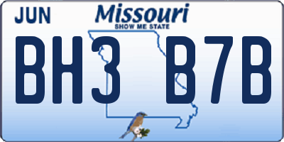 MO license plate BH3B7B