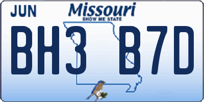 MO license plate BH3B7D