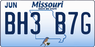 MO license plate BH3B7G