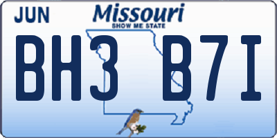 MO license plate BH3B7I