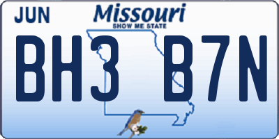 MO license plate BH3B7N