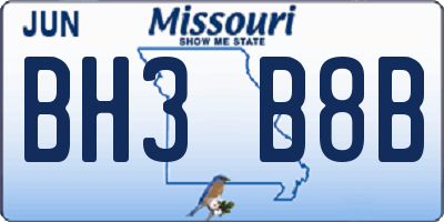 MO license plate BH3B8B