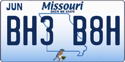 MO license plate BH3B8H