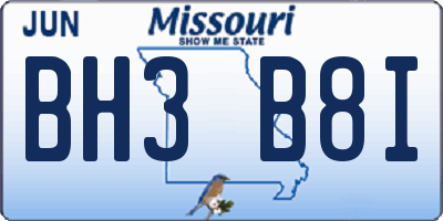 MO license plate BH3B8I