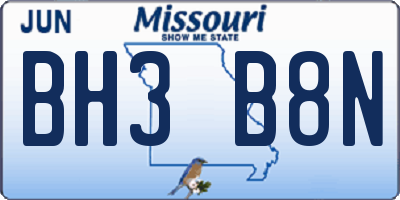 MO license plate BH3B8N