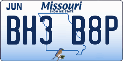 MO license plate BH3B8P