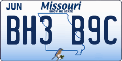 MO license plate BH3B9C