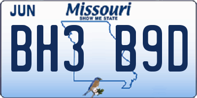 MO license plate BH3B9D